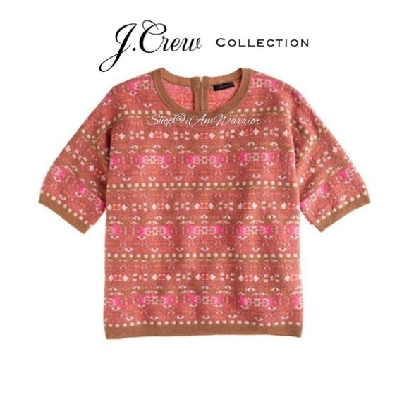 J.Crew Collection Italian cashmere digital fair isle short sleeve sweater - Picture 2 of 10
